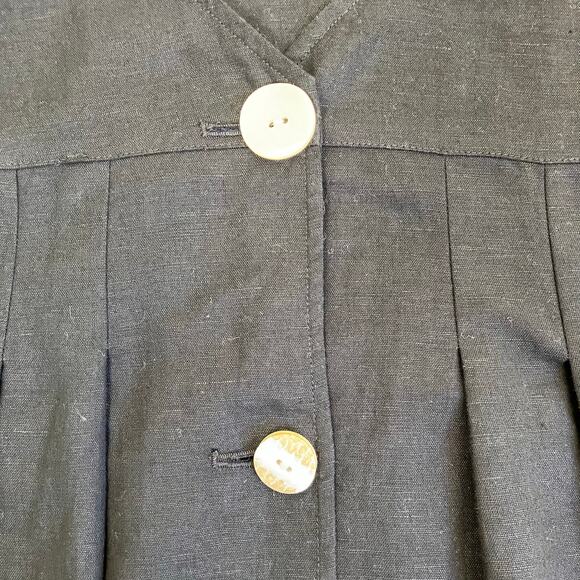 Zara Sz M Twee Chunky Button Front Short Swing Jacket Blazer Linen Blend Black - Picture 8 of 16